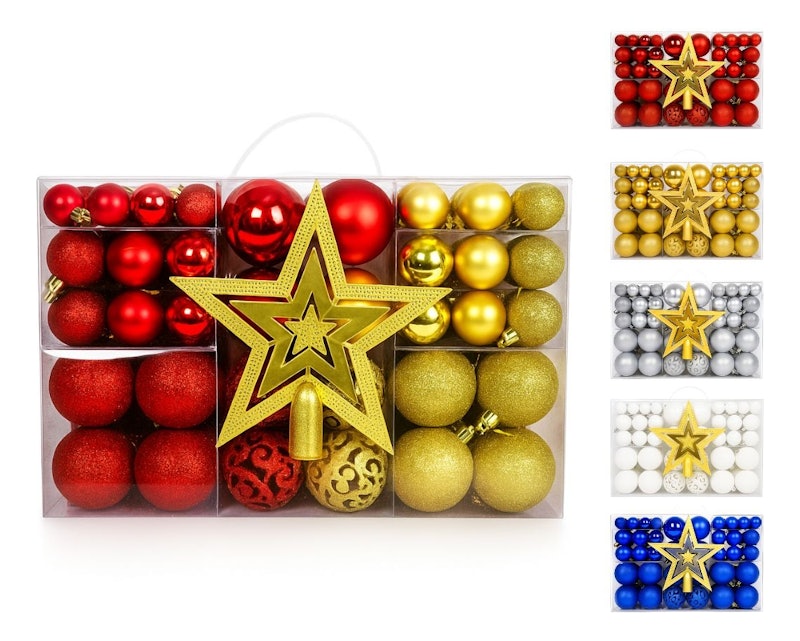 Kit 100 Bolas de Natal Lisas, Foscas e Glitter + Ponteira 5