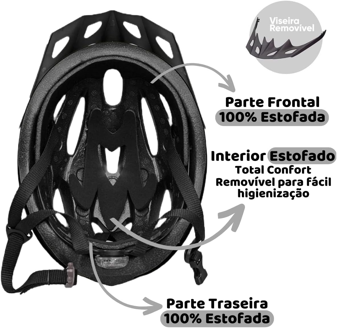 Capacete GTA MTB com LED Traseiro e Viseira Removível 3