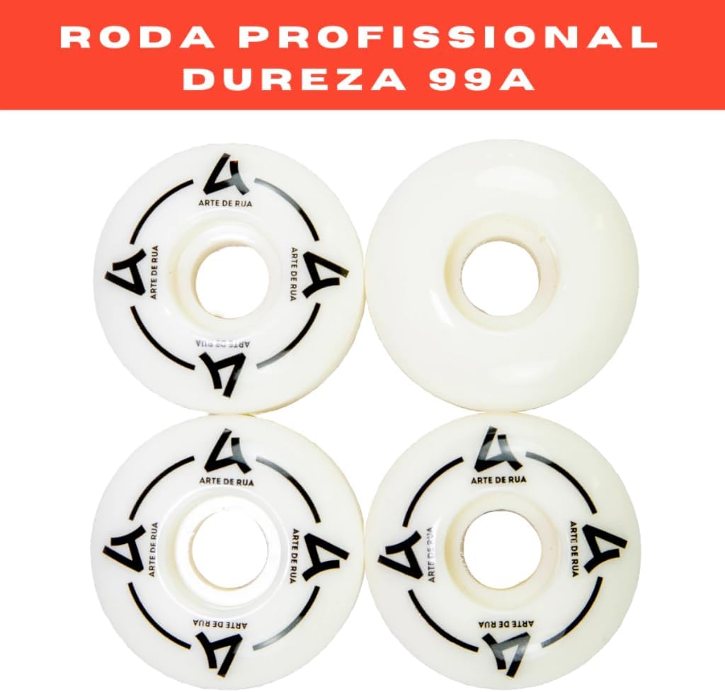 Roda Skate Arte de Rua Street 53 mm Kit com Rolamento Abec 7 e Espaçador 4