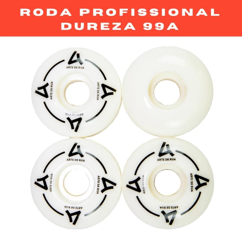 Roda Skate Arte de Rua Street 53 mm Kit com Rolamento Abec 7 e Espaçador 4