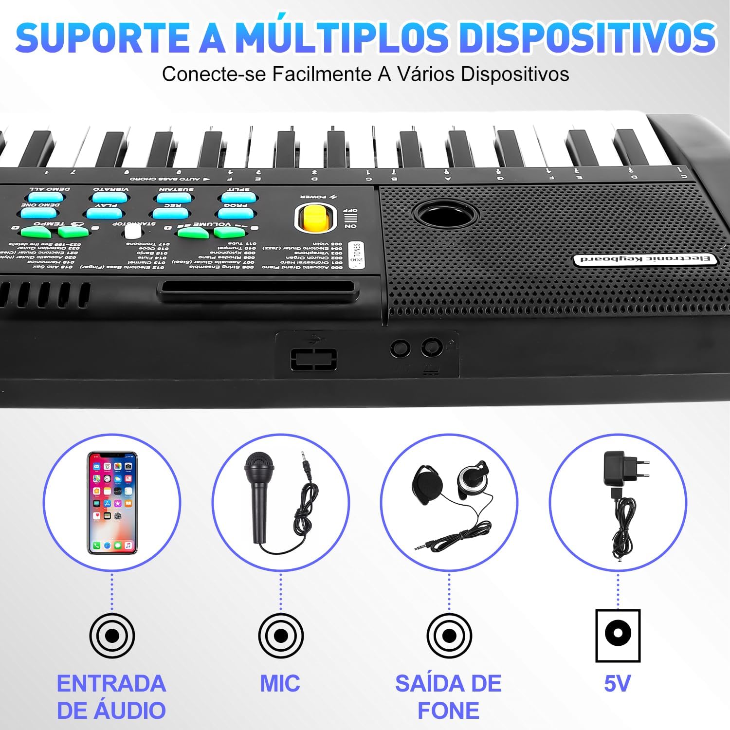 Teclado Musical Digital 61 Teclas Iluminadas Truerza 4