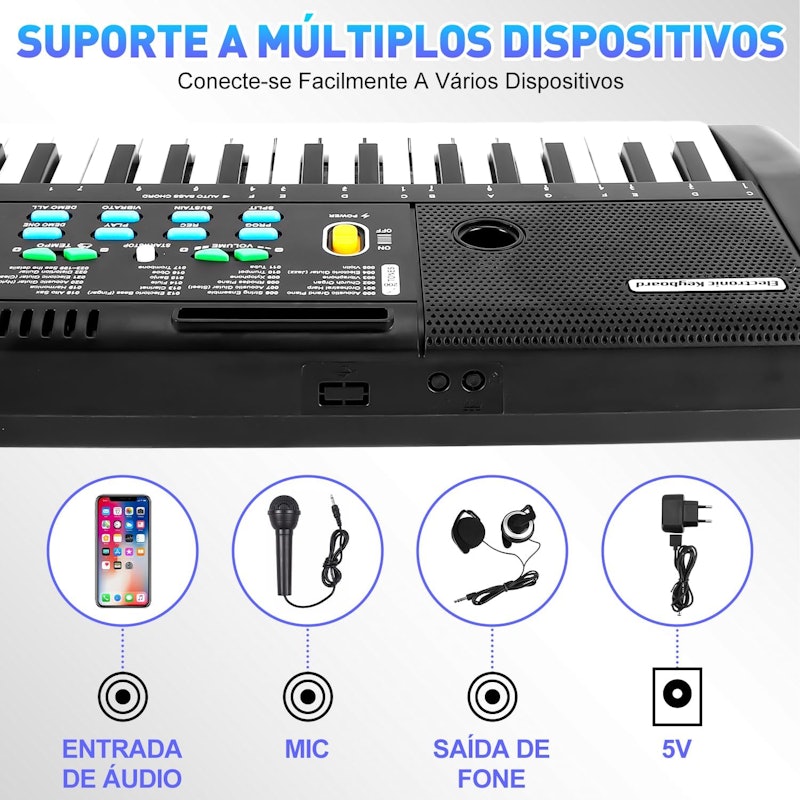 Teclado Musical Digital 61 Teclas Iluminadas Truerza 4