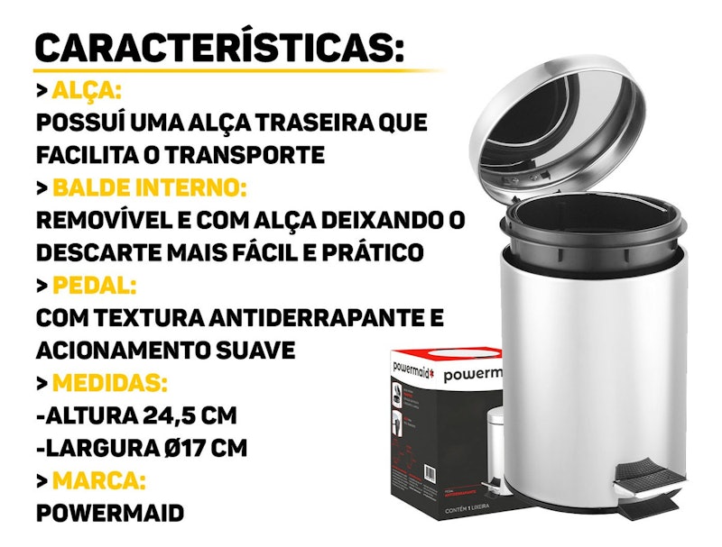 Lixeira Inox 3 L Powermaid 4
