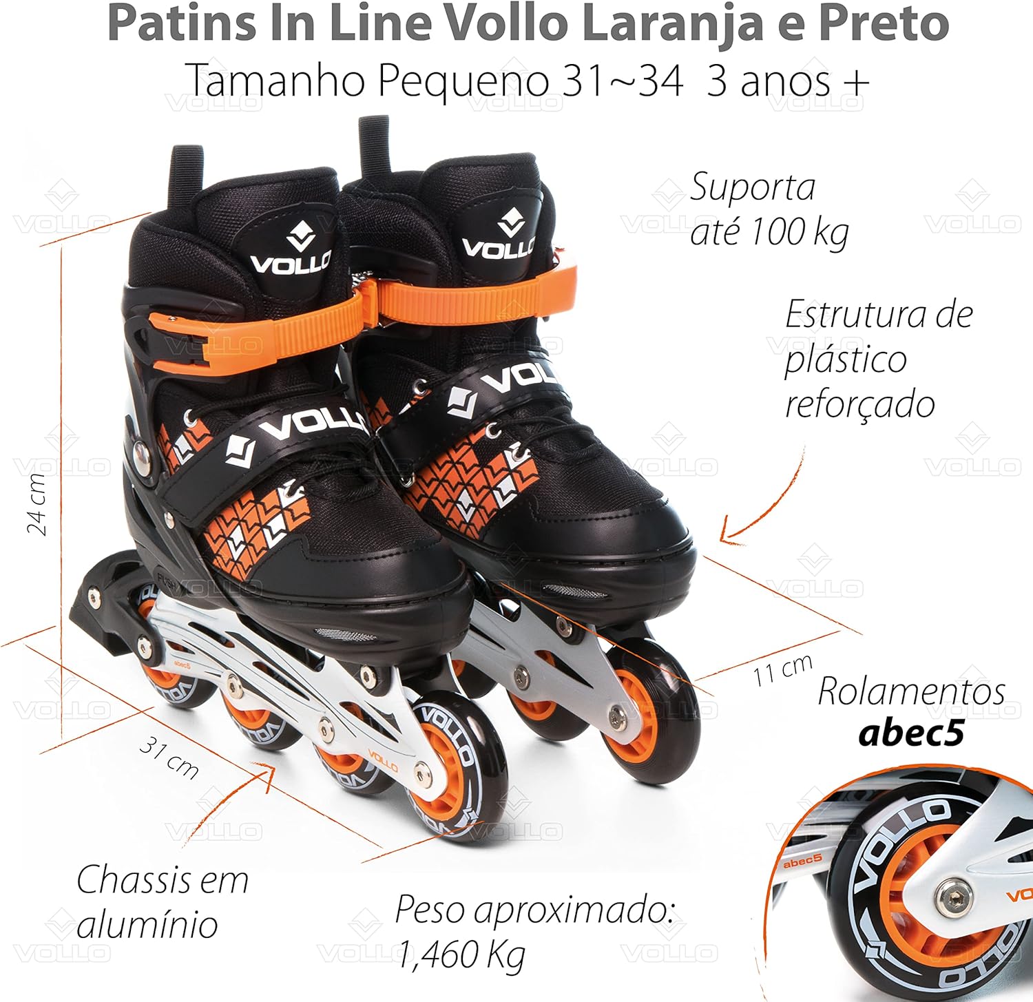 Patins In Line Ajustável Vollo 2