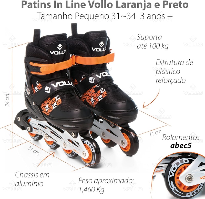 Patins In Line Ajustável Vollo 2