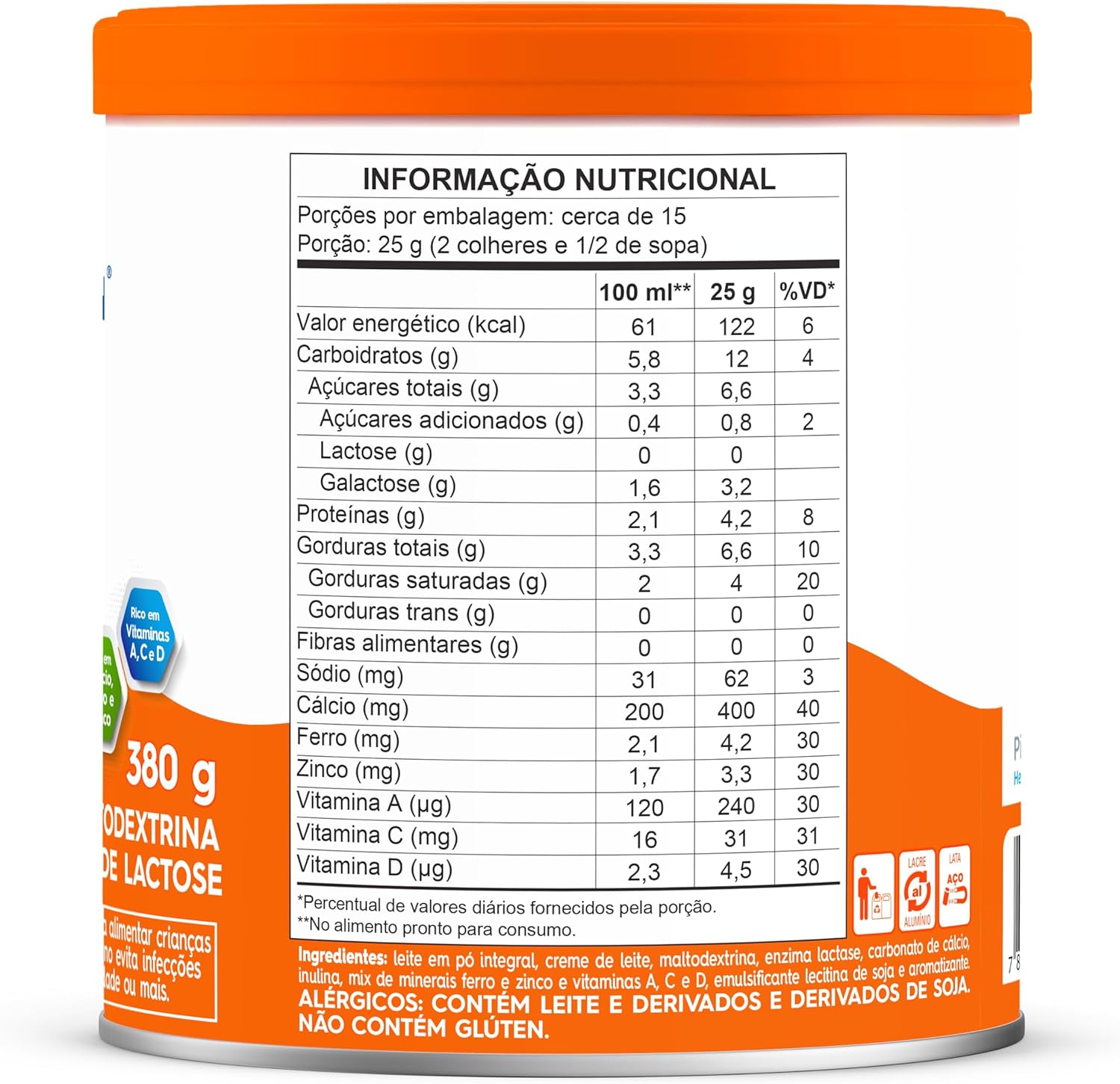 Composto Lácteo Piracanjuba Zero Lactose 380g 2