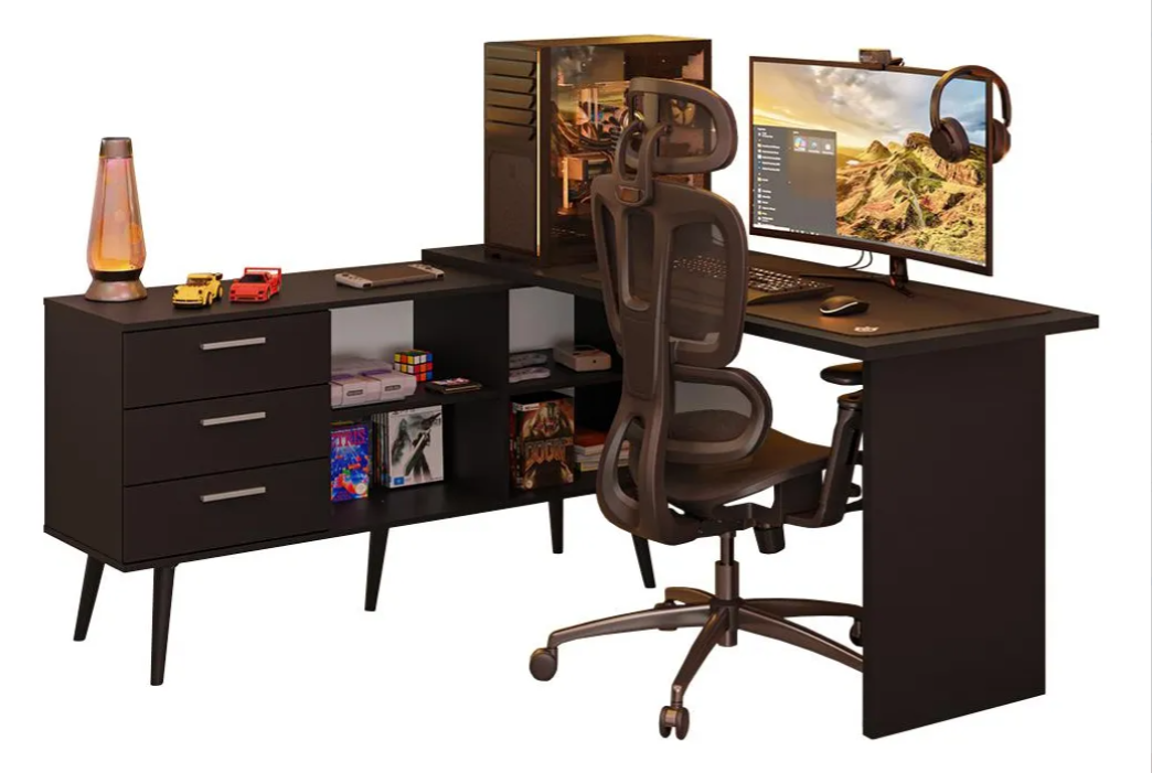 Escrivaninha em L Mesa para Computador Gamer Lisboa 2