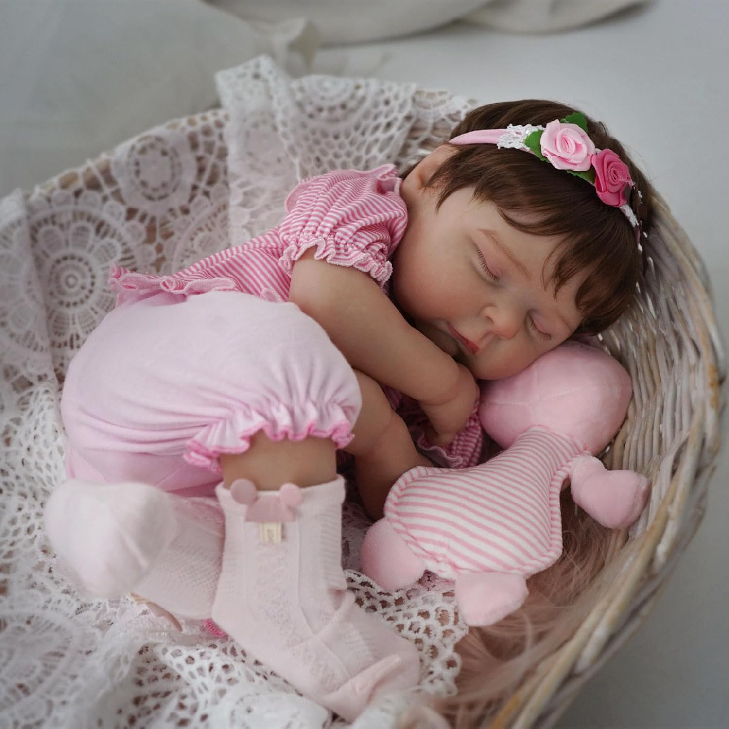 Brastoy Bebê Reborn Boneca de Silicone Menina Realista Olhos Azuis 1