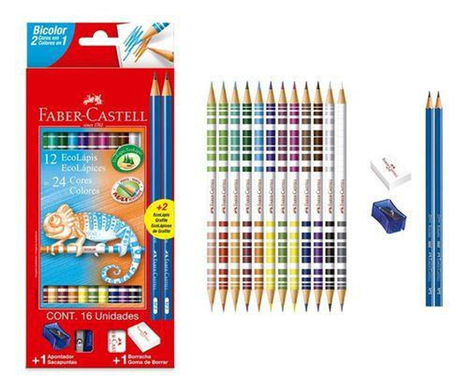 Lápis de Cor Faber-Castell Bicolor 24 Cores 3