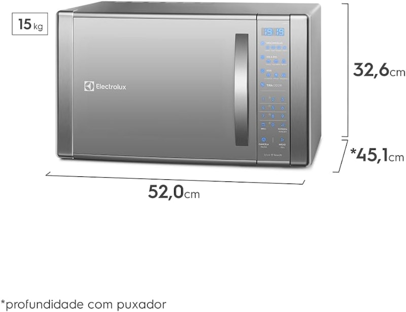 Micro-ondas 31 L Inox Espelhado com Função Grill e Painel Blue Touch 2
