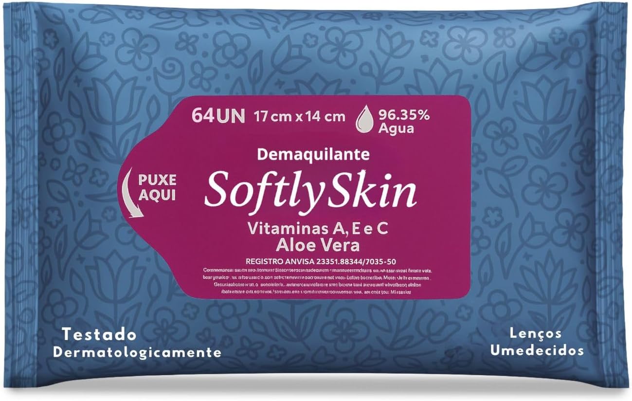 Demaquilante 64 Un Lenço Umedecido Softly Skin c/Vitamina 1