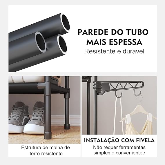 Arara com Sapateira, Cabideiro e Prateleiras Python Fly 4