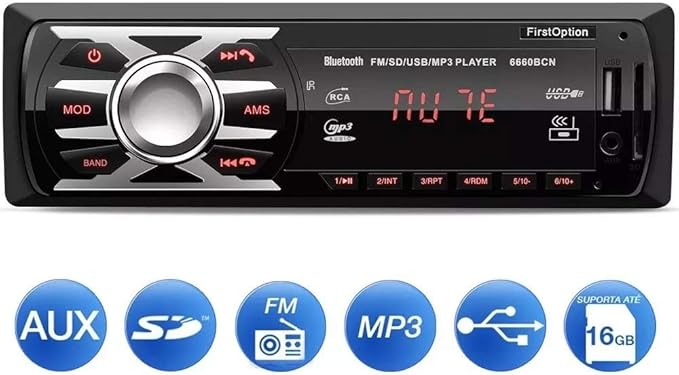 Som Automotivo Rádio MP3 Bluetooth USB SD com Controle 2