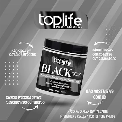 Máscara Matizadora Preta Black Toplife 3