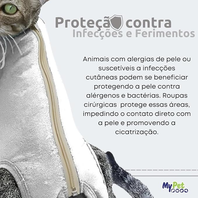 Roupa Cirúrgica Grande Gatos Pós-Cirurgia e Pós-Operatório 5