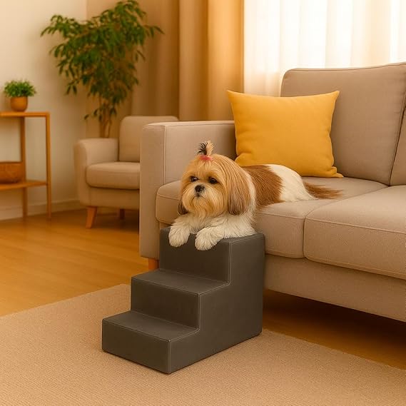 Escada Pet com 3 Degraus Segura para Animais Idosos Cinza 2