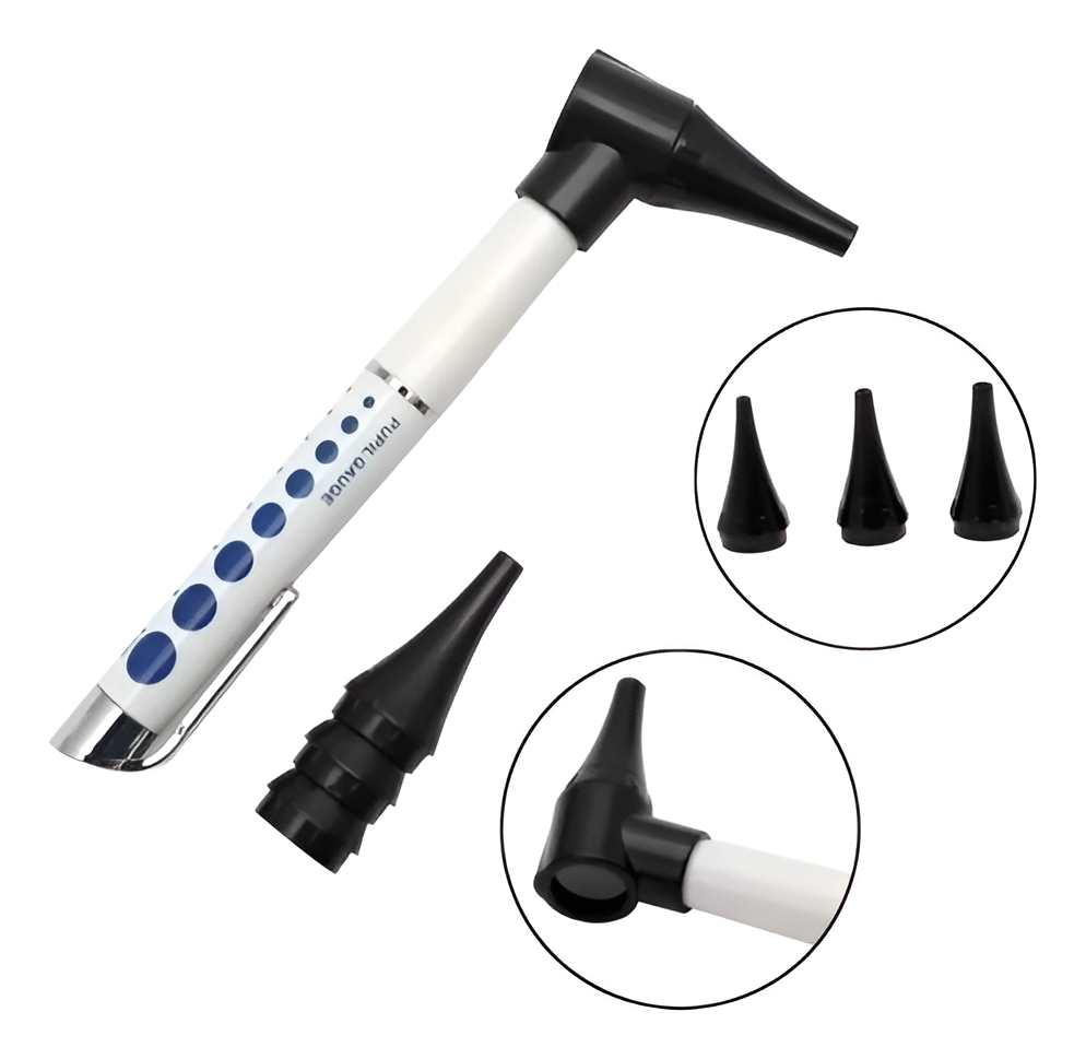 Otoscópio Médico c/ Estojo Caneta Lanterna + Pilhas 1