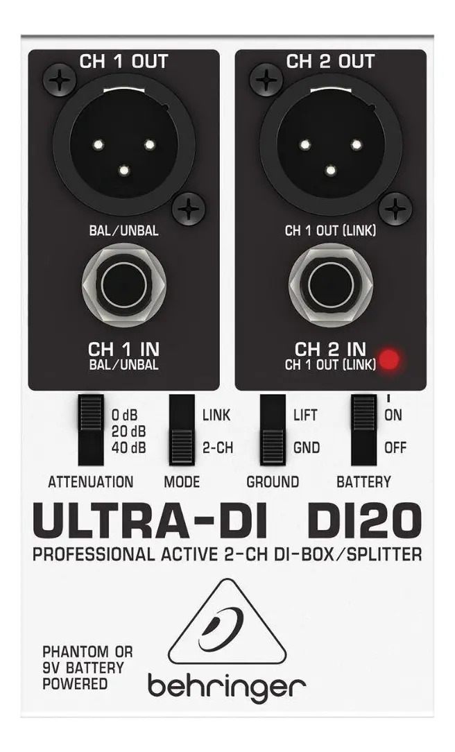 DI20 Professional Active 2-Channel DI Box/Splitter 2