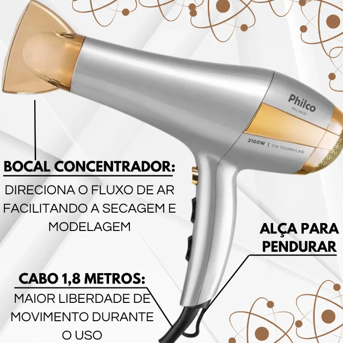 Secador de Cabelos Íons Tourmaline 2100 W 5