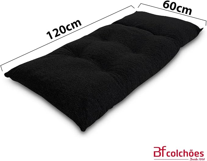 Futon Dobrável de Espuma Solteiro Preto 120 x 60 cm 2