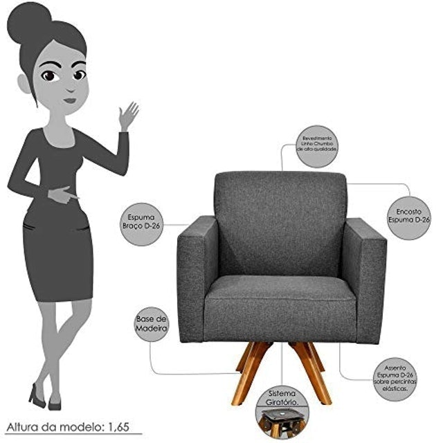 Kit 2 Poltronas Decorativas Giratórias Helô L02 2