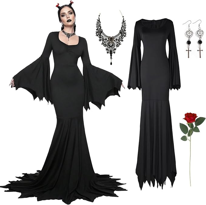 Fantasia de Halloween Morticia Addams 1