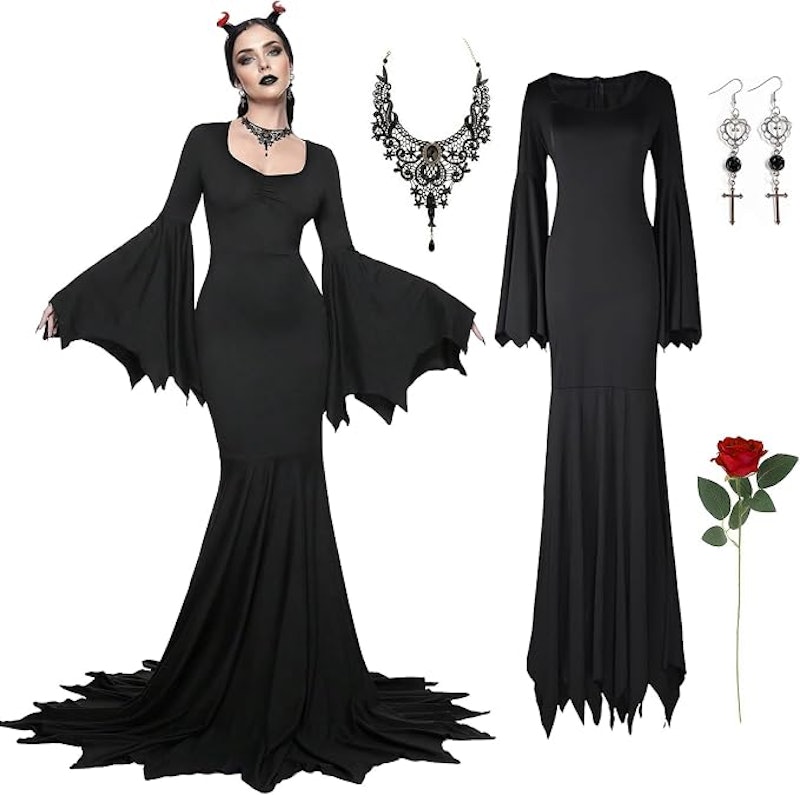 Fantasia de Halloween Morticia Addams 1