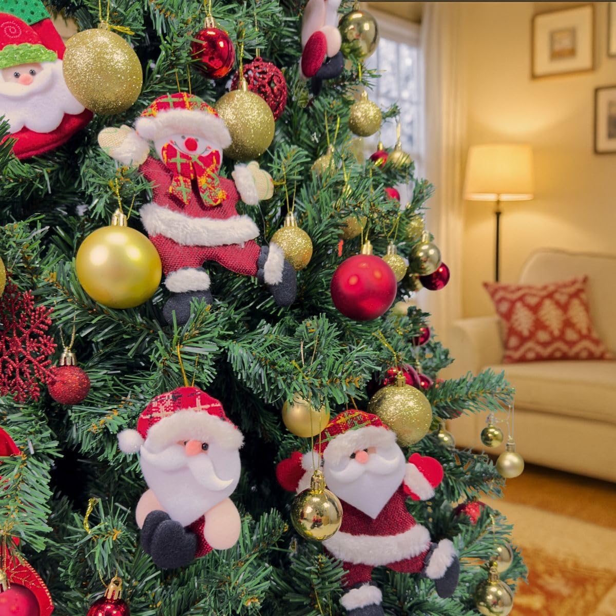 Kit 10 Pendentes Pelúcia Enfeite Árvore de Natal 4