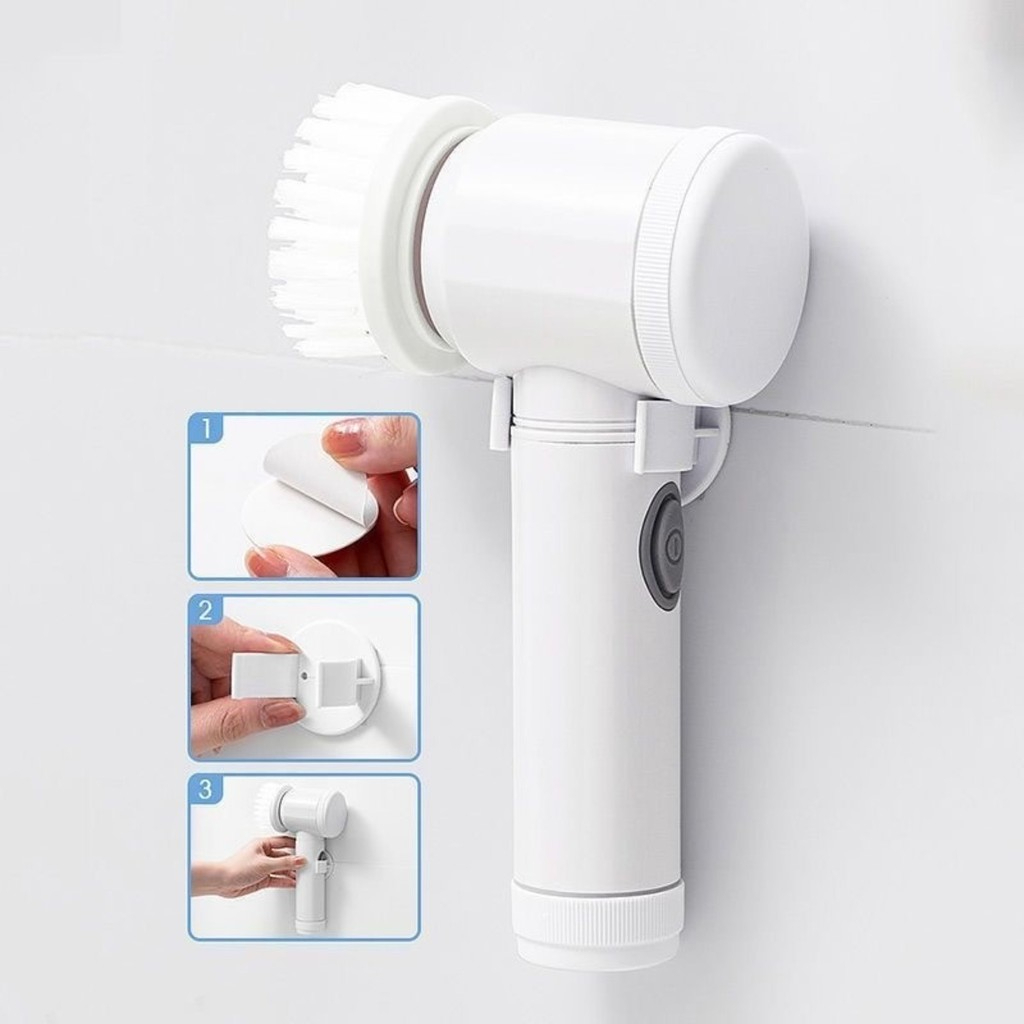 Escova de Limpeza Elétrica Portátil sem Fio Recarregável 4