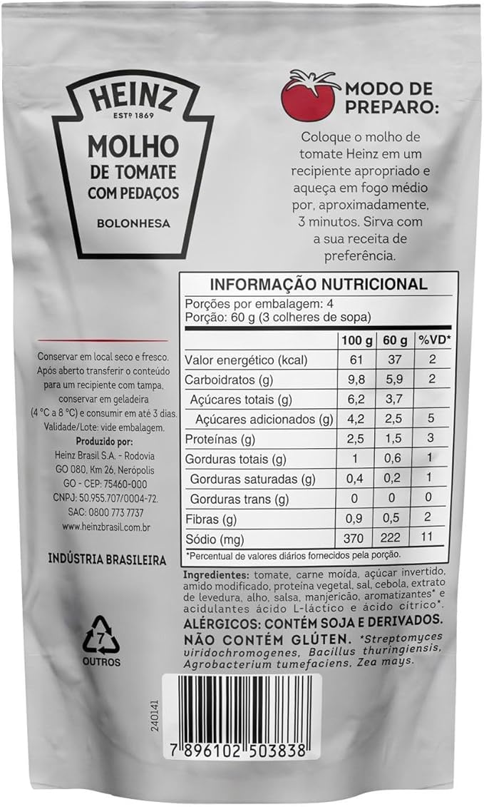 Molho de Tomate Bolonhesa Heinz 2