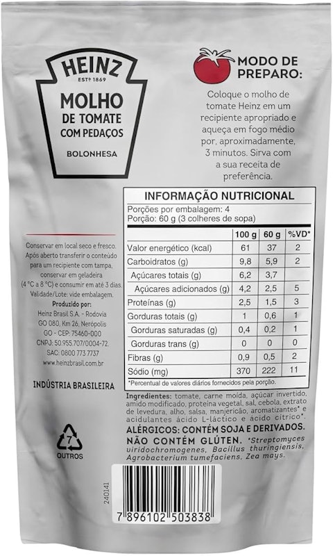 Molho de Tomate Bolonhesa Heinz 2