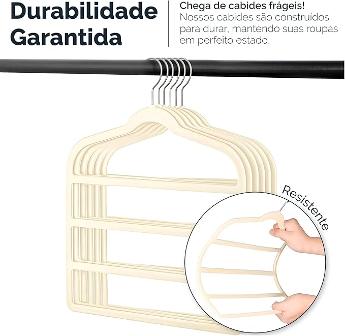 Kit 10 Cabides de Veludo para Calças, Saia, Toalhas, Lenços  3