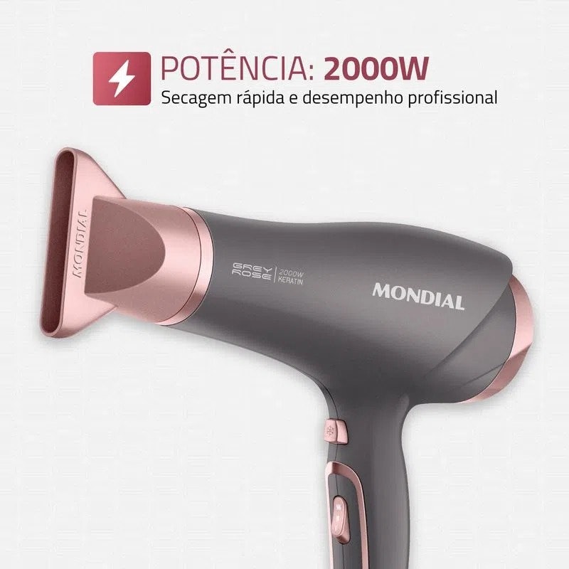 Secador de Cabelos Mondial Grafite e Rose SCN-11 2