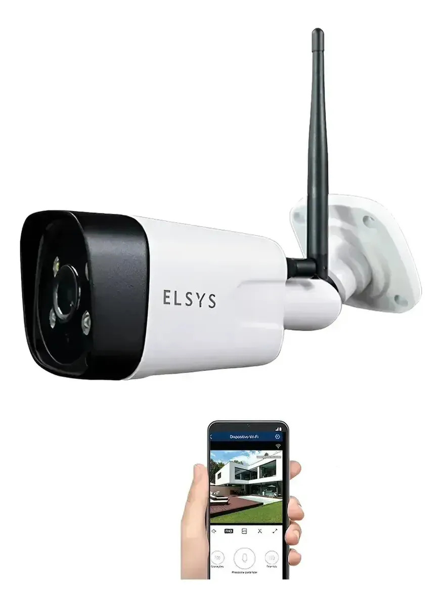 Câmera Fixa Externa Inteligente Wi-Fi e Full HD Elsys 1