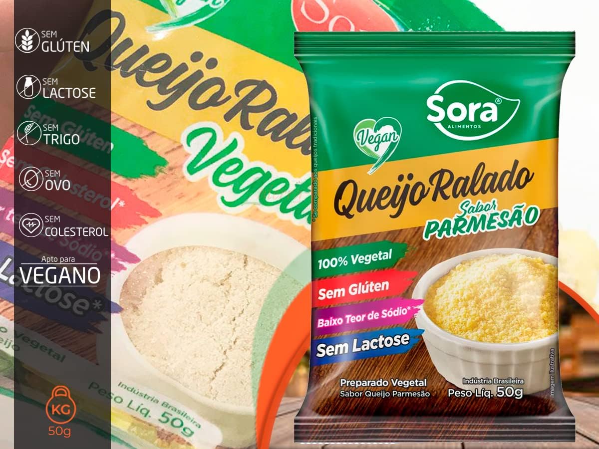 Queijo Ralado Vegetal Sabor Parmesão Sora 4