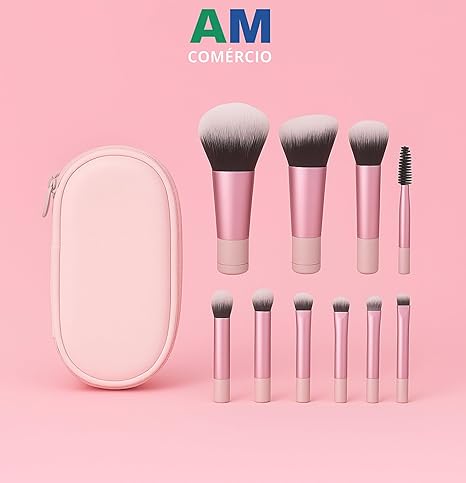 Kit Mini Pincéis de Maquiagem 10 Peças Travel Size AM Comércio 2