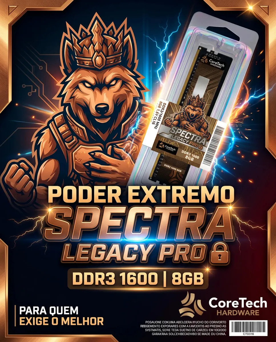 Memória RAM DDR3 1600 MHz 8 GB Coretech Spectra Legacy Pro 3