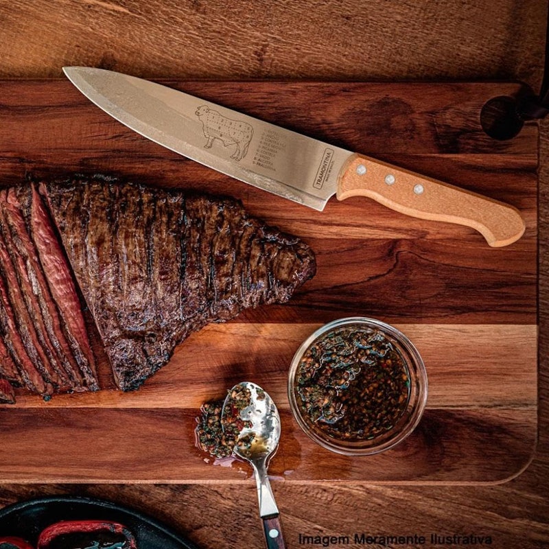 Faca para Carne Tramontina Churrasco com Lâminas em Aço Inox e Cabo de Madeira Natural 8" 3