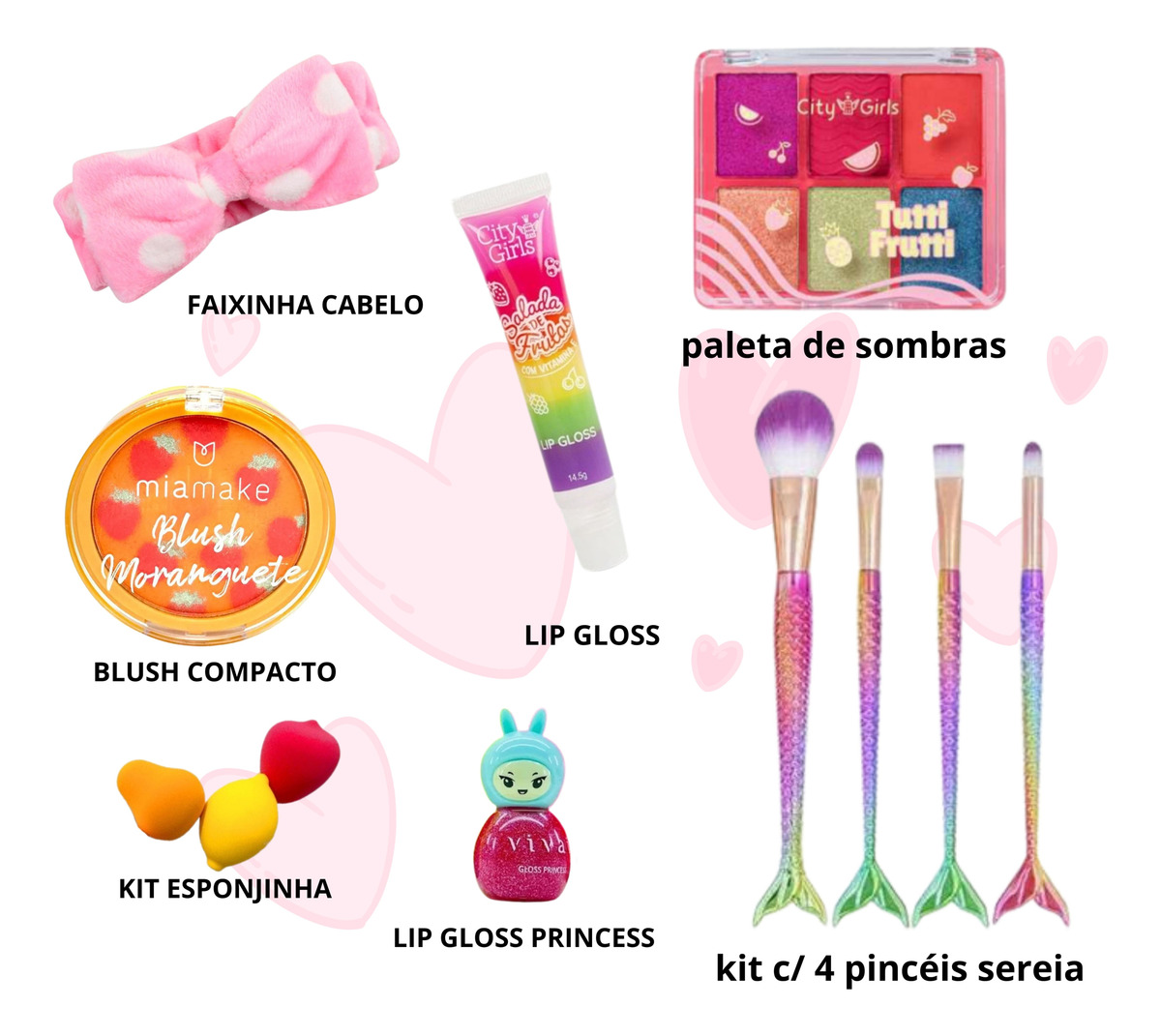 Kit Maquiagem Infantil Meninas Crianças na Caixa Presente Rosa Make Colorida 4