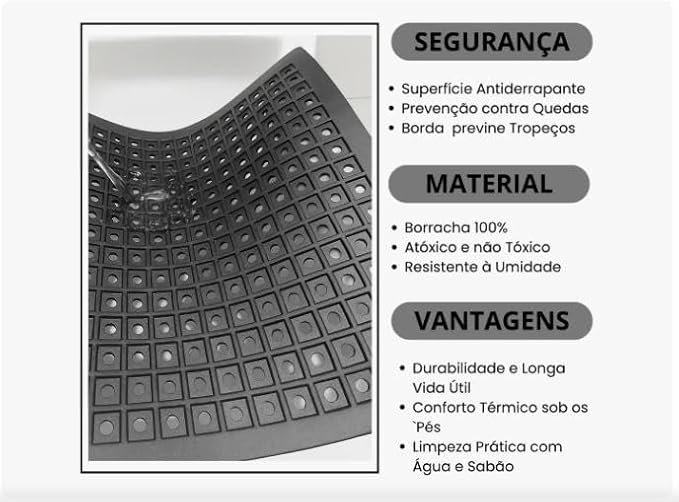 Tapete de Borracha Antiderrapante para Box 42 x 30 cm 5