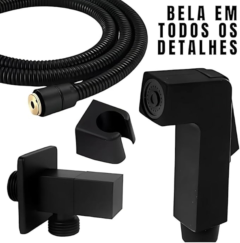 Ducha Higienica Banheiro Preto Chuveirinho Quadrada Duchinha 4