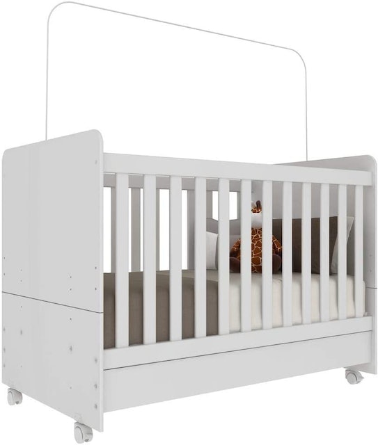 Berço Americano 3 em 1 com Rodízios para Colchão 70 x 130 cm Pimpolho 2