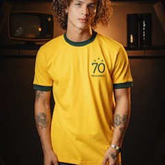 Camisa Brasil Retrô 1970 Amarelo Masculina