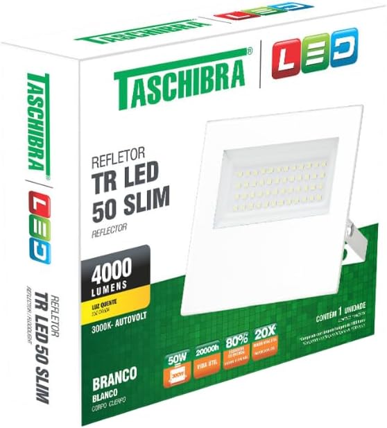 Refletor TR LED 50 W Slim Branco 2