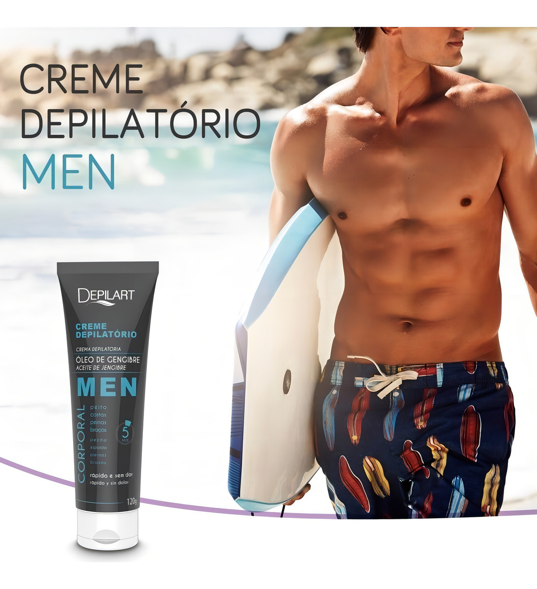 Creme Depilatório Óleo de Gengibre Men Depilart 3