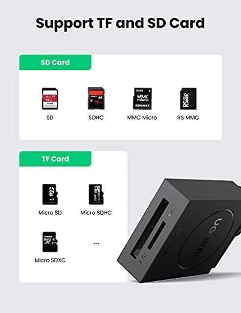 Adaptador Ugreen Cr127 Usb 3.0 p Micro Sd e SD Preto 2