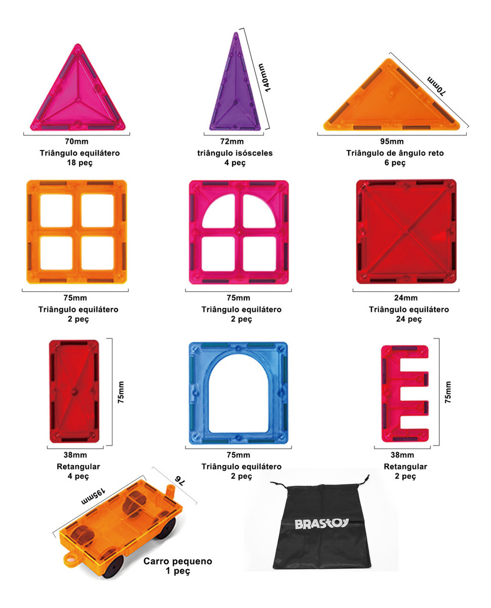 Blocos Magnéticos de Montar Brinquedo Infantil 4