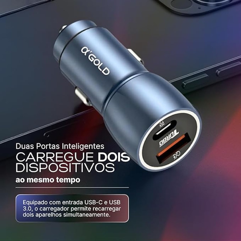 Carregador Super Turbo Veicular 60 W Duas Portas 3