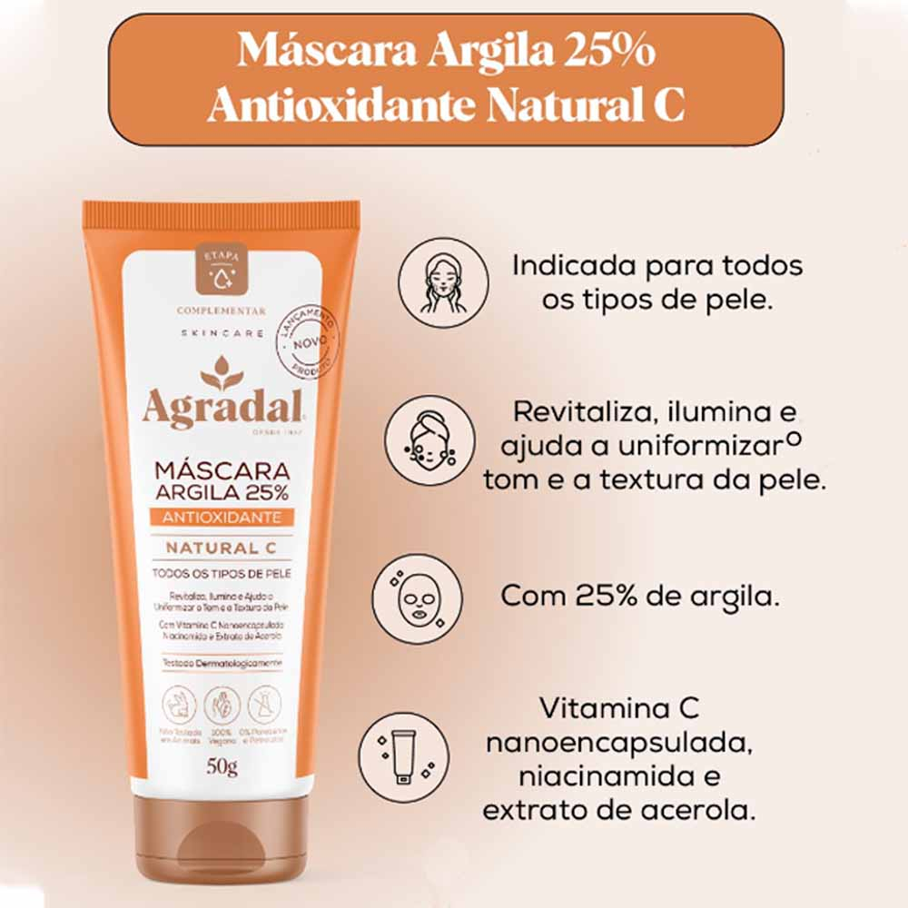 Máscara Argila 25% Antioxidante Natural C 50 g 3