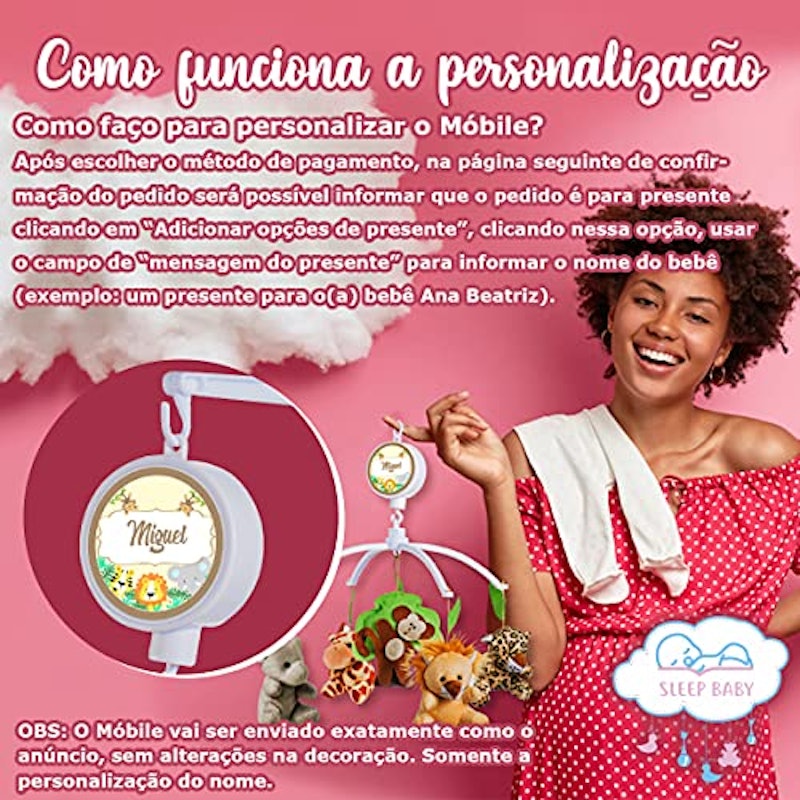 Móbile Berço Bebê Musical e Giratório Animais da Floresta 5